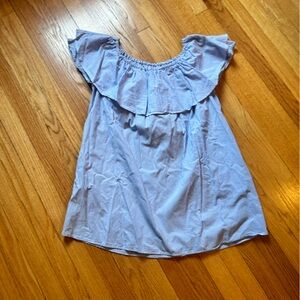 Zara Woman Ruffle Dress Blue and White Size Small